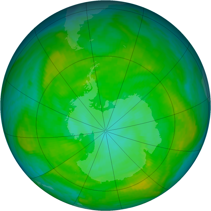 Antarctic ozone map for 10 January 1981
